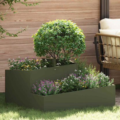 Gartenblumentopf Olivgrün 80 x 80 x 50 cm Kaltgewalzter Stahl