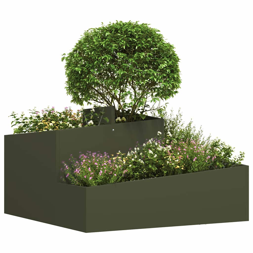 Gartenblumentopf Olivgrün 80 x 80 x 50 cm Kaltgewalzter Stahl