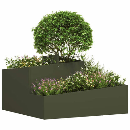 Gartenblumentopf Olivgrün 80 x 80 x 50 cm Kaltgewalzter Stahl