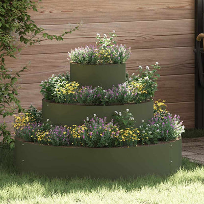 Gartenblumentopf Olivgrün 90 x 90 x 20 cm Stahl