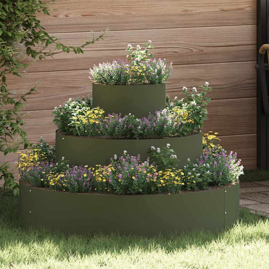 Gartenblumentopf Olivgrün 90 x 90 x 20 cm Stahl
