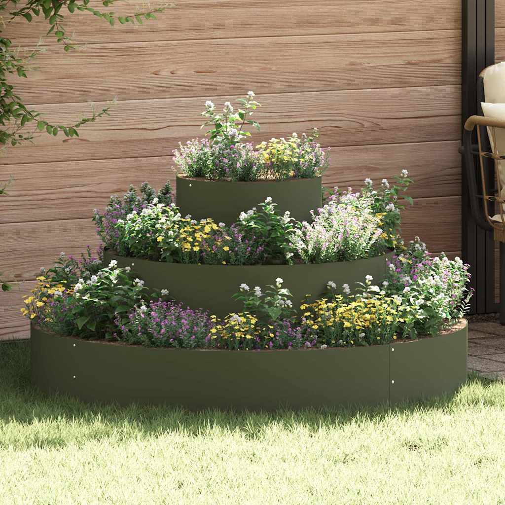Gartenblumentopf Olivgrün 120 x 120 x 20 cm Stahl