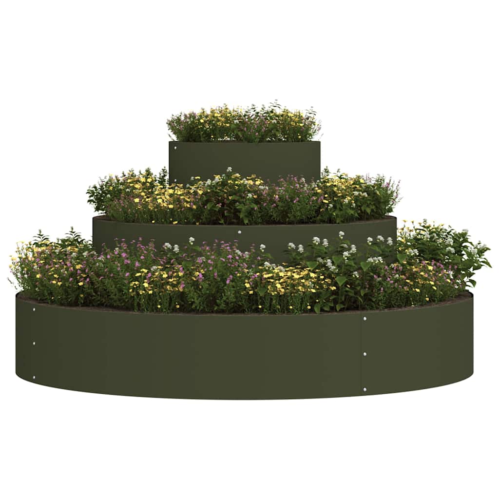 Gartenblumentopf Olivgrün 120 x 120 x 20 cm Stahl