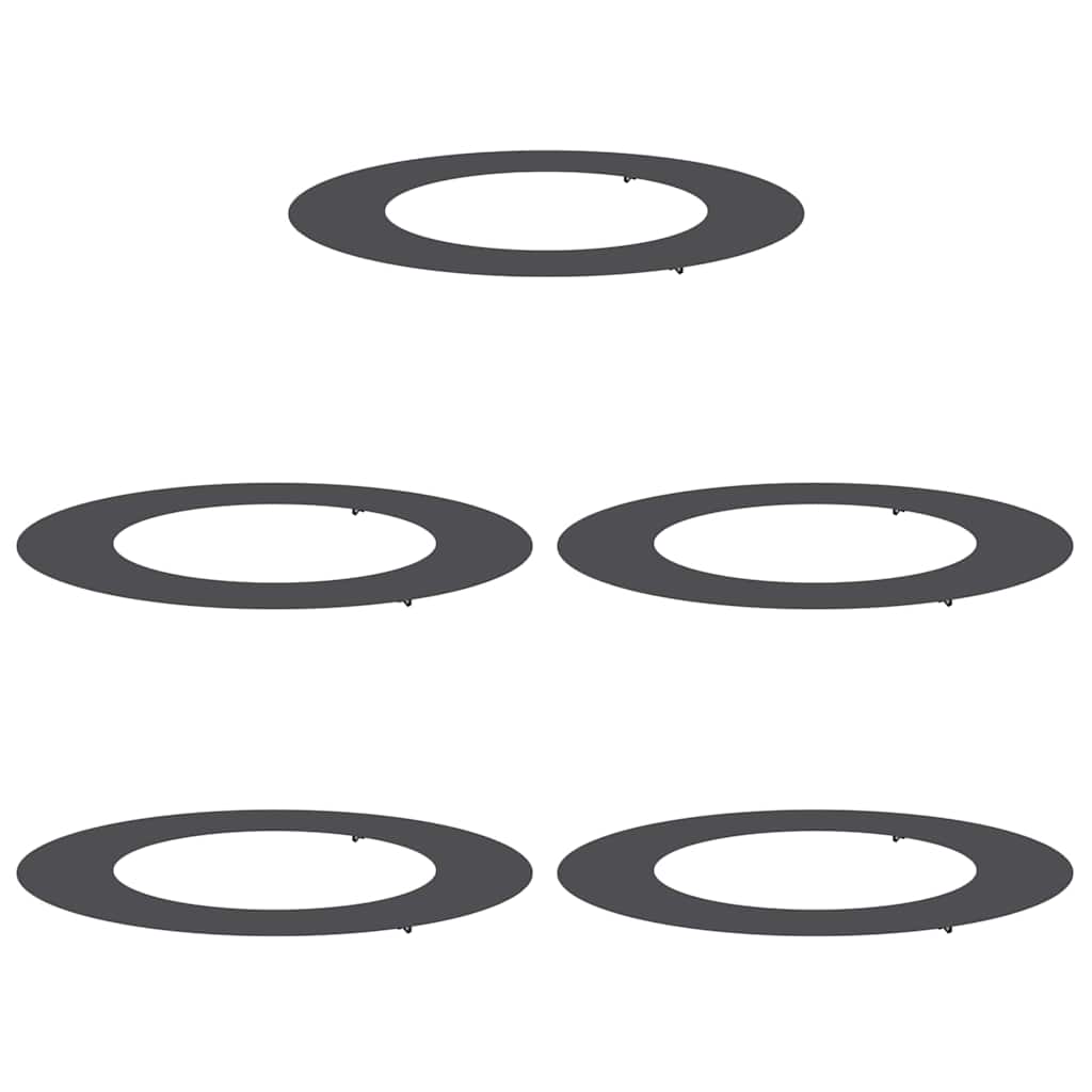 Flache Baumringe 5 pcs Schwarz Ø50 / 80 cm Stahl