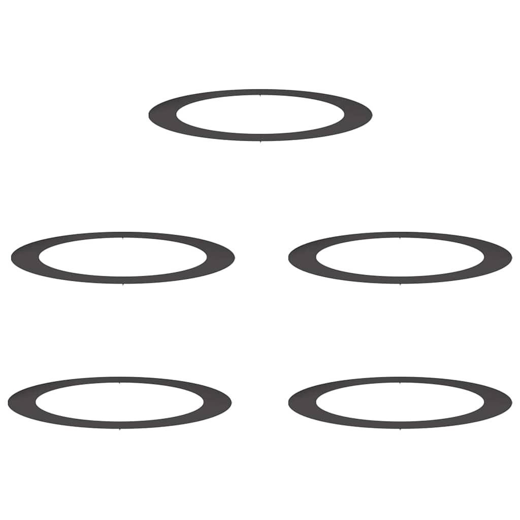Flache Baumringe 5 pcs Schwarz Ø90 / 120 cm Stahl