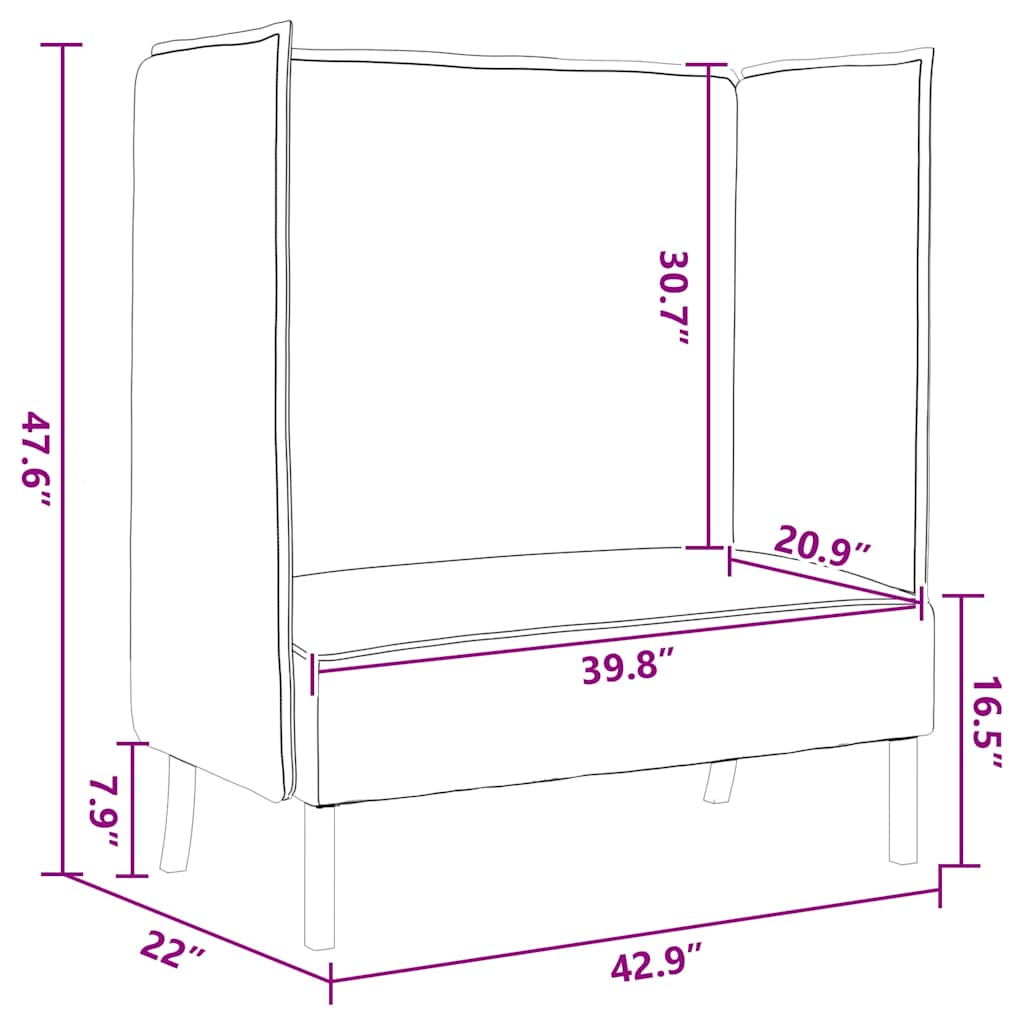 Hoher Rücken Sofa Hellgrau 109 x 56 x 121 cm Stoff