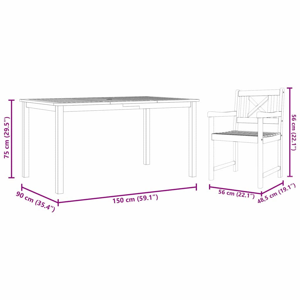 Garten Essgruppe 5 pcs Braun Akazie Massivholz