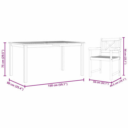 Garten Essgruppe 7 pcs Braun Akazie Massivholz