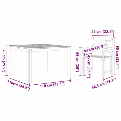 Garten Essgruppe 5 pcs Braun Massivholz Akazie