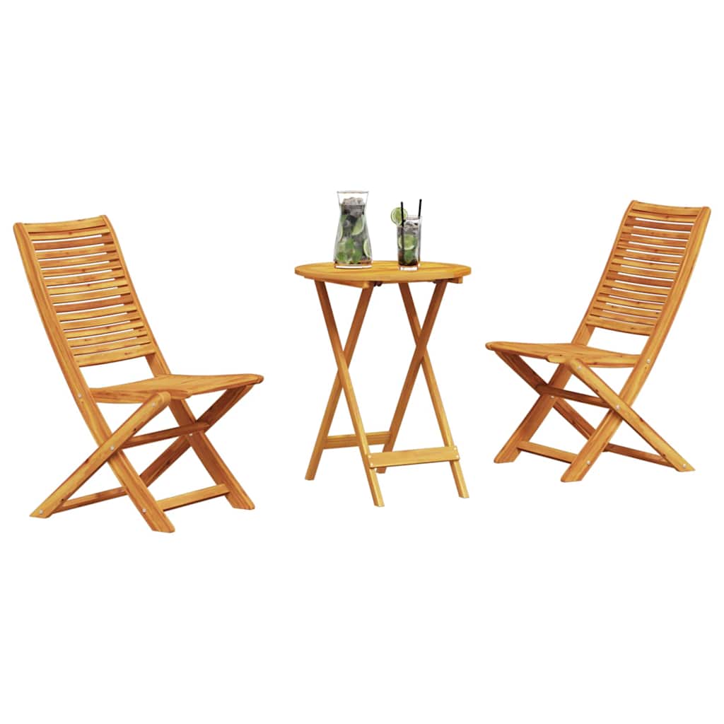 Klapp Bistro Set 3 pcs Braun Akazie Massivholz