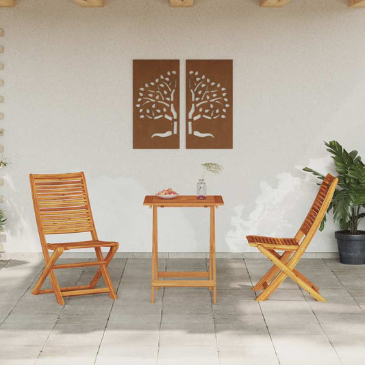 Klapp Bistro Set 3 pcs Braun Akazie Massivholz