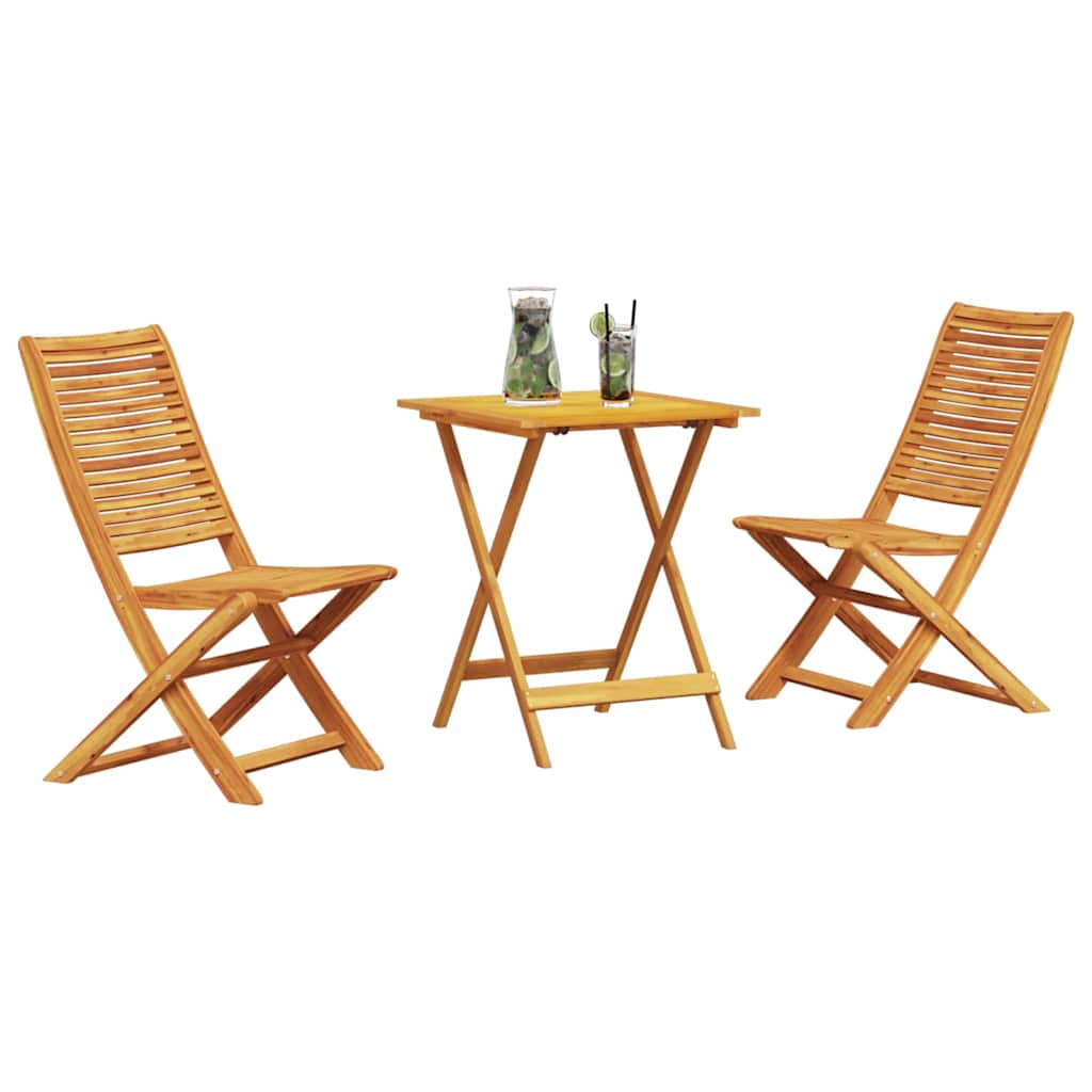 Klapp Bistro Set 3 pcs Braun Akazie Massivholz