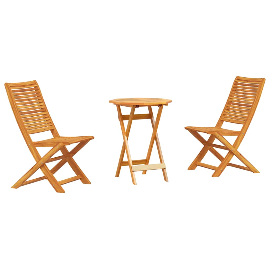 Klapp Bistro Set 3 pcs Braun Akazie Massivholz