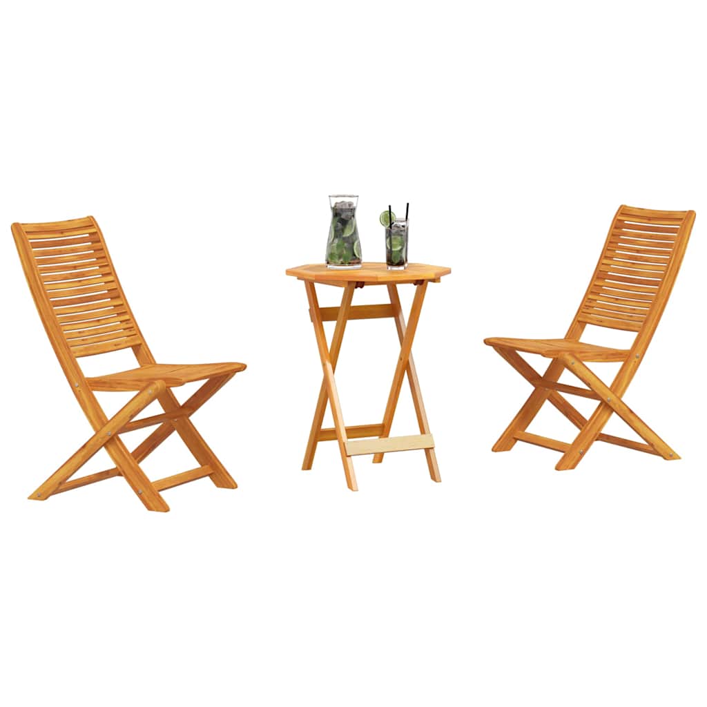 Klapp Bistro Set 3 pcs Braun Akazie Massivholz