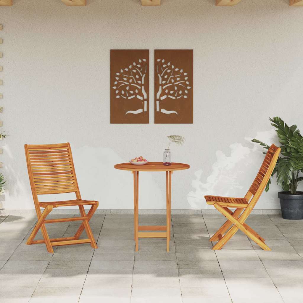 Klapp Bistro Set 3 pcs Braun Akazie Massivholz