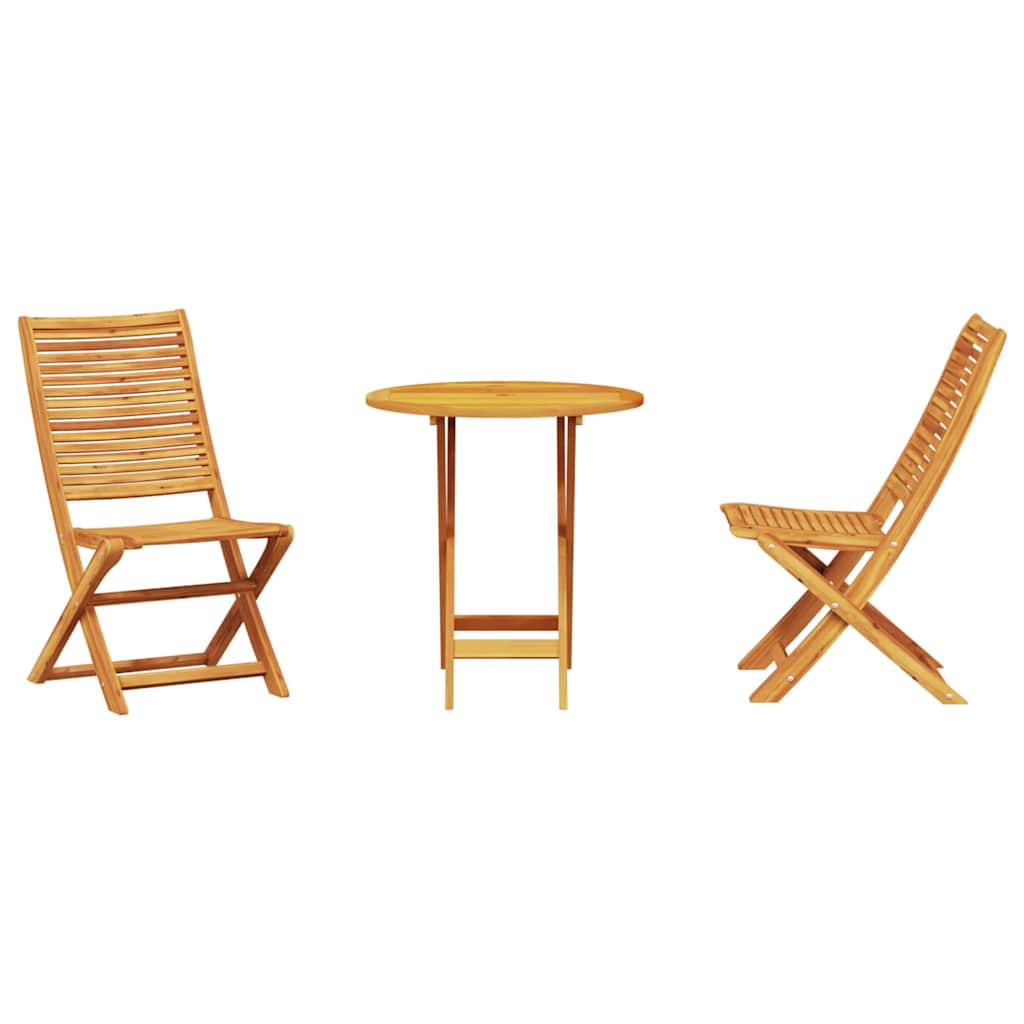 Klapp Bistro Set 3 pcs Braun Akazie Massivholz