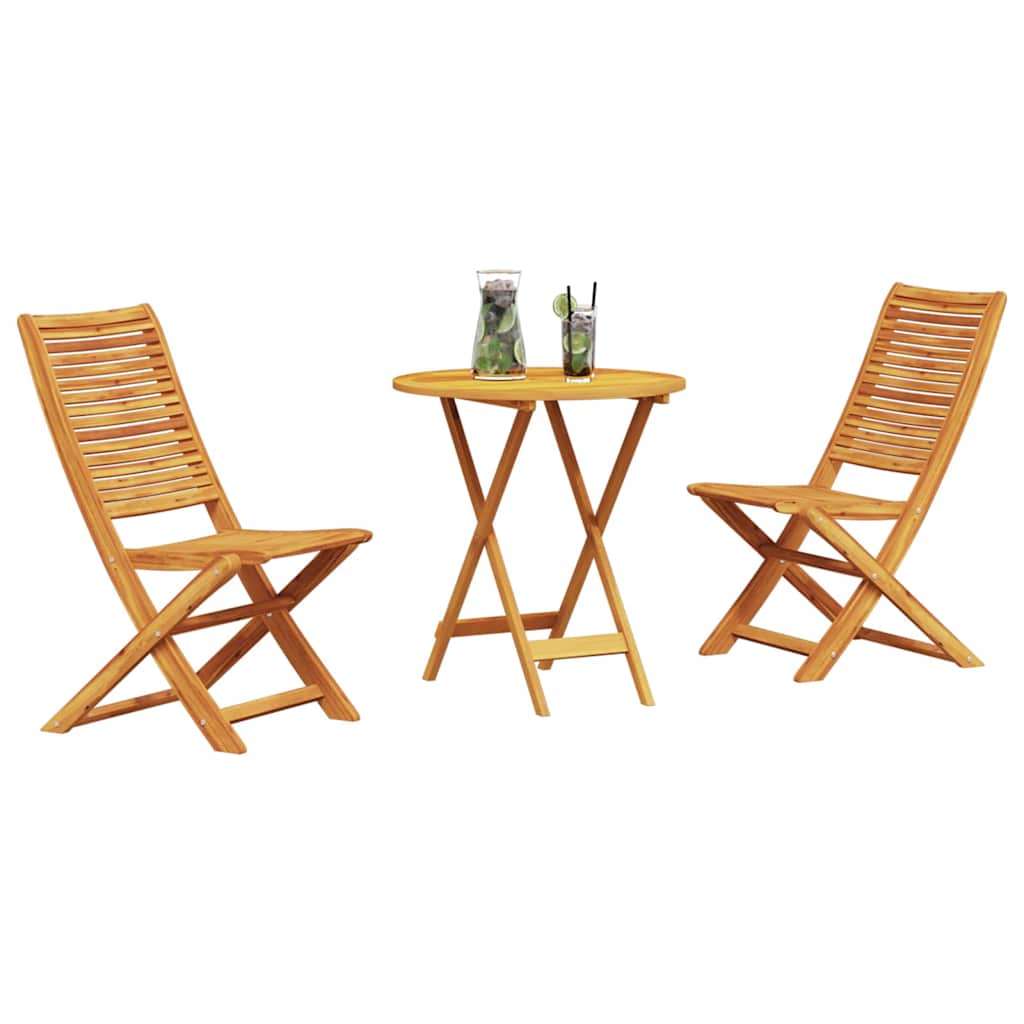Klapp Bistro Set 3 pcs Braun Akazie Massivholz