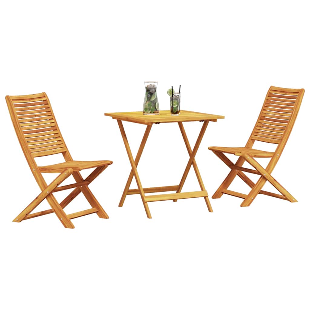 Klapp Bistro Set 3 pcs Braun Akazie Massivholz