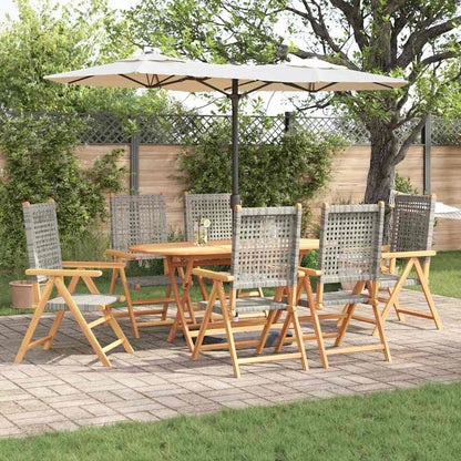 Garten Essgruppe 7 pcs Grau Massives Akazienholz und Polyrattan
