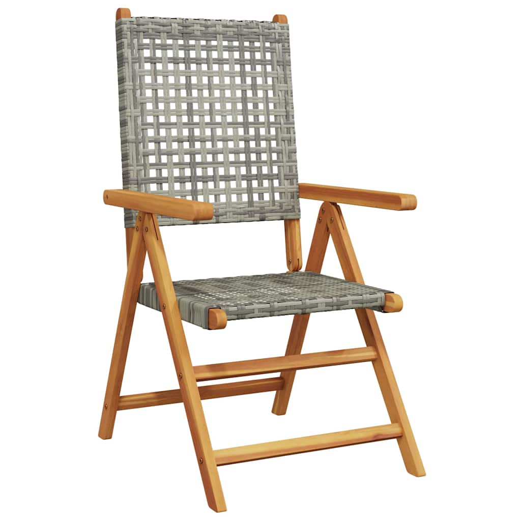 Garten Essgruppe 7 pcs Grau Massives Akazienholz und Polyrattan