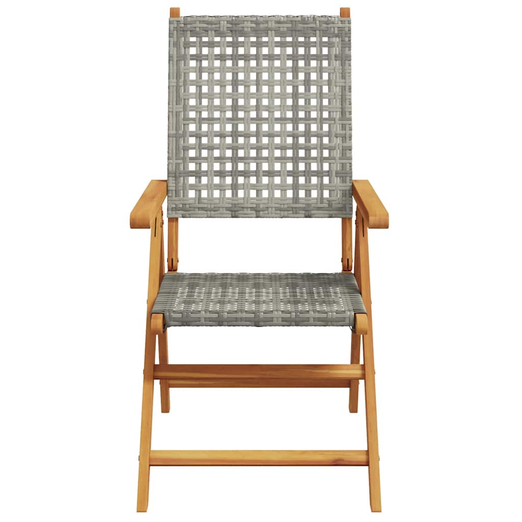 Garten Essgruppe 7 pcs Grau Massives Akazienholz und Polyrattan