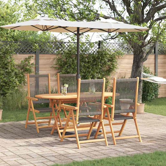 Garten Essgruppe 5 pcs Grau Massives Akazienholz und Polyrattan