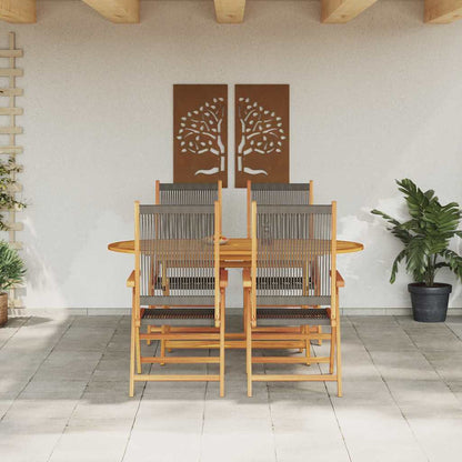 Garten Essgruppe 5 pcs Grau Massives Akazienholz und Polyrattan