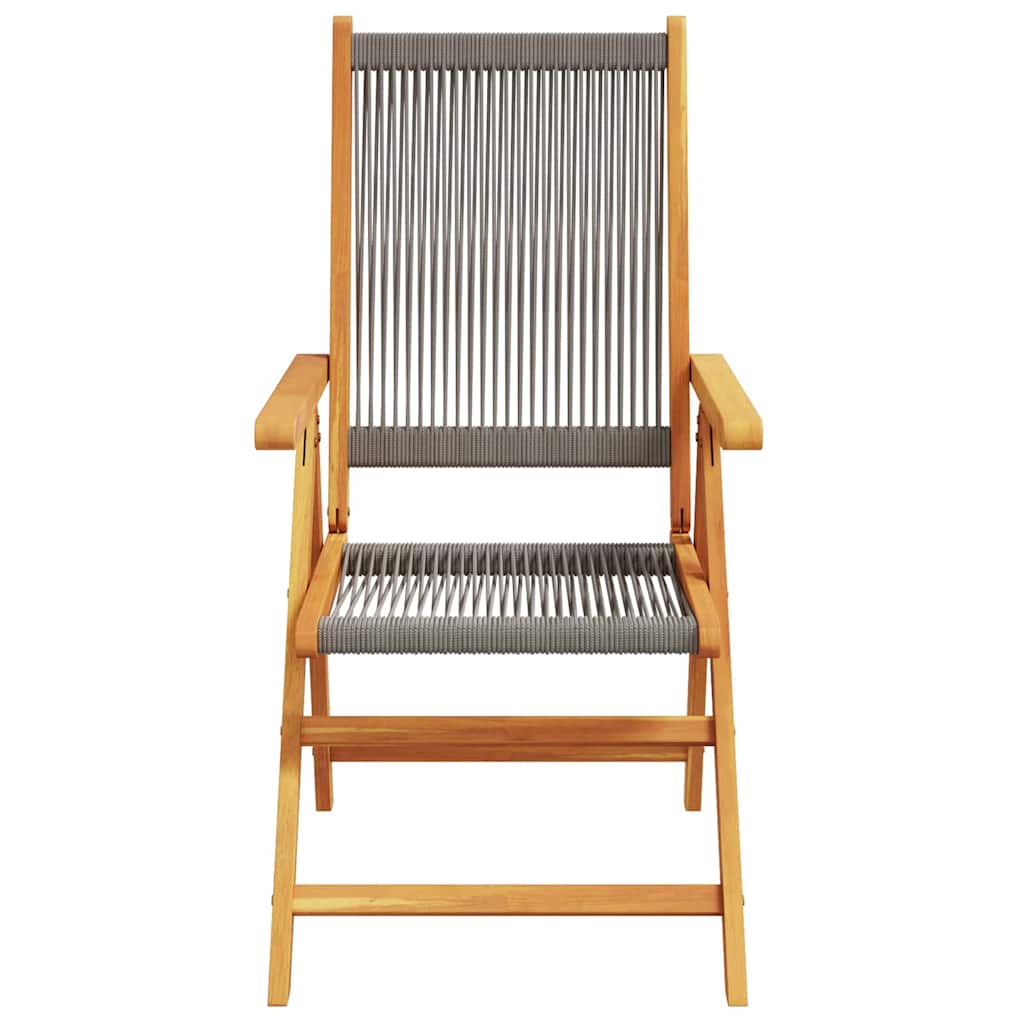 Garten Essgruppe 7 pcs Grau Massives Akazienholz und Polyrattan