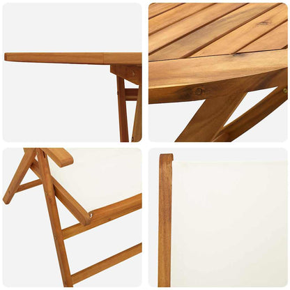 Garten Essgruppe 5 pcs Cremeweiß Akazie Massivholz