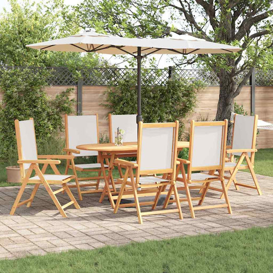 Garten Essgruppe 7 pcs Cremeweiß Akazie Massivholz