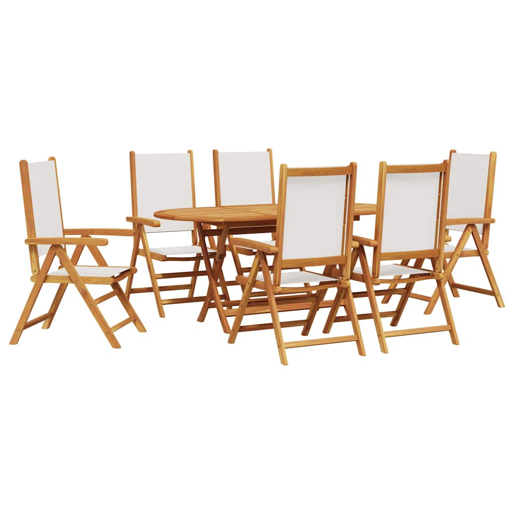 Garten Essgruppe 7 pcs Cremeweiß Akazie Massivholz