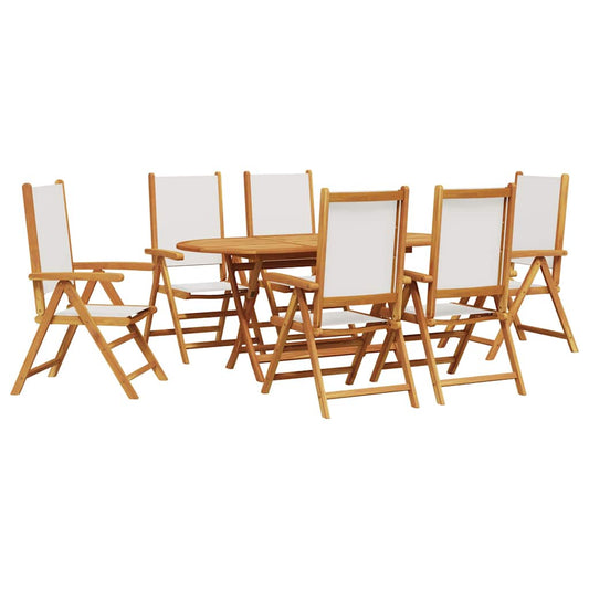 Garten Essgruppe 7 pcs Cremeweiß Akazie Massivholz