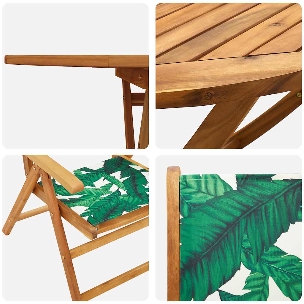 Garten Essgruppe 5 pcs Blattmuster Akazie Massivholz