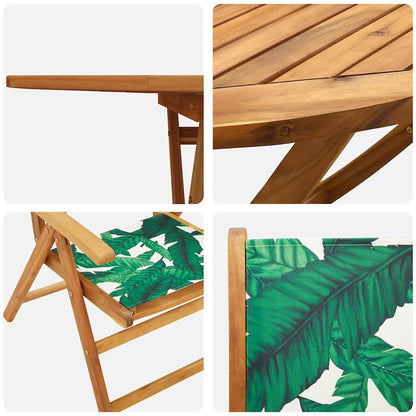 Garten Essgruppe 5 pcs Blattmuster Akazie Massivholz