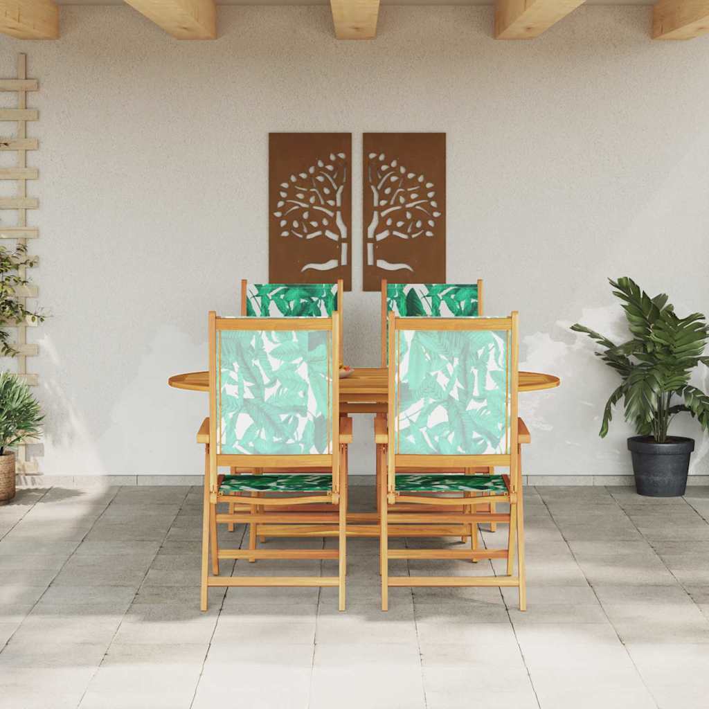 Garten Essgruppe 5 pcs Blattmuster Akazie Massivholz