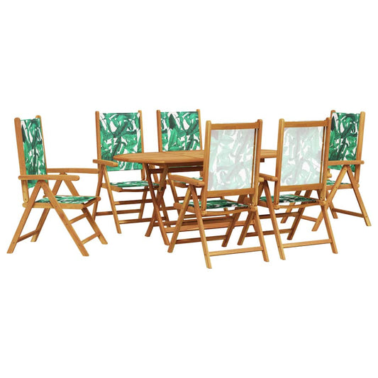 Garten Essgruppe 7 pcs Blattmuster Akazie Massivholz