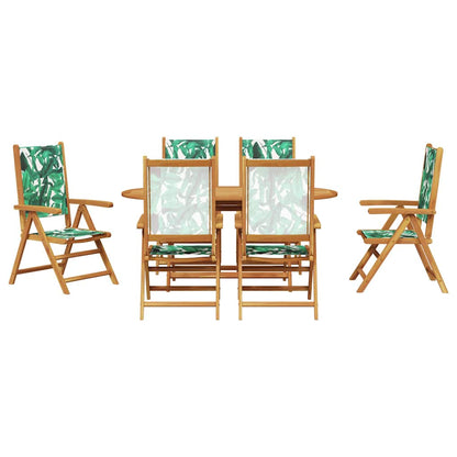 Garten Essgruppe 7 pcs Blattmuster Akazie Massivholz