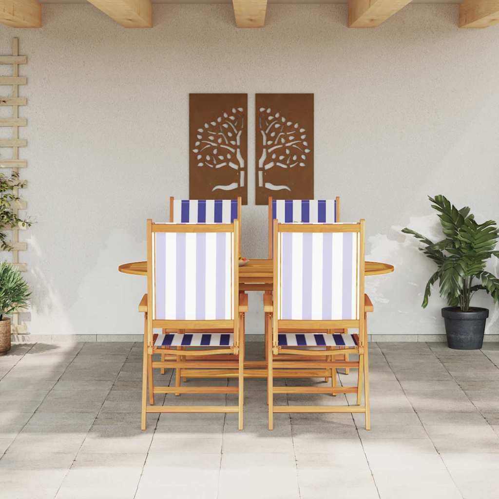 Garten Essgruppe 5 pcs Blau und weiß Akazie Massivholz
