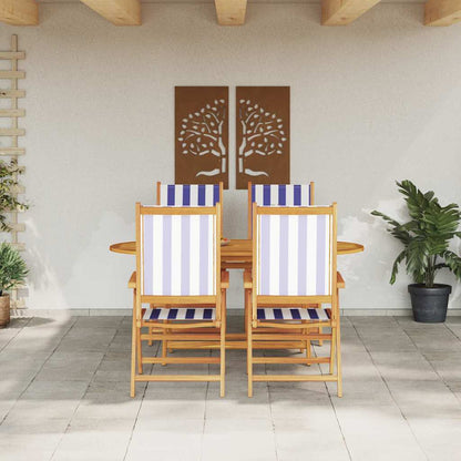 Garten Essgruppe 5 pcs Blau und weiß Akazie Massivholz