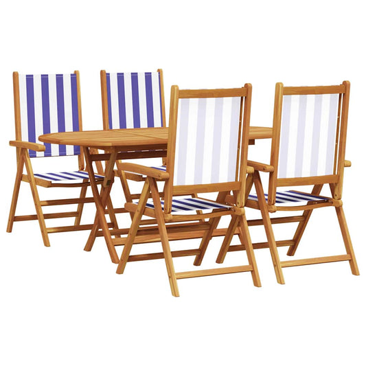 Garten Essgruppe 5 pcs Blau und weiß Akazie Massivholz