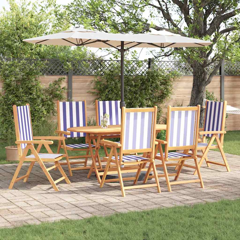 Garten Essgruppe 7 pcs Blau und weiß Akazie Massivholz