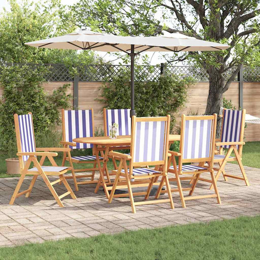Garten Essgruppe 7 pcs Blau und weiß Akazie Massivholz