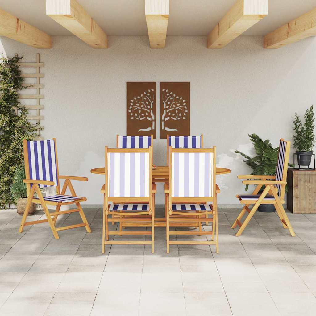 Garten Essgruppe 7 pcs Blau und weiß Akazie Massivholz