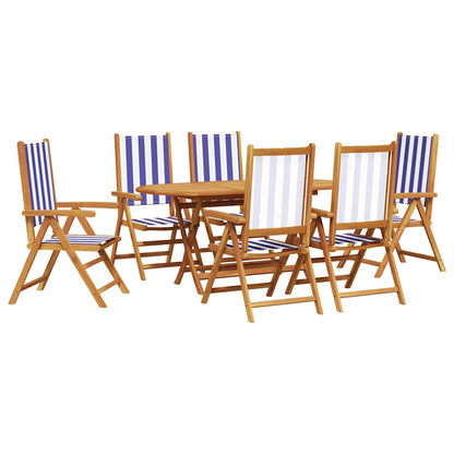 Garten Essgruppe 7 pcs Blau und weiß Akazie Massivholz