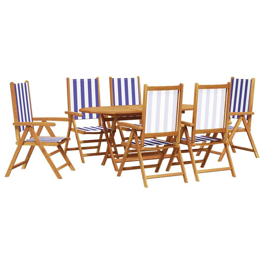 Garten Essgruppe 7 pcs Blau und weiß Akazie Massivholz