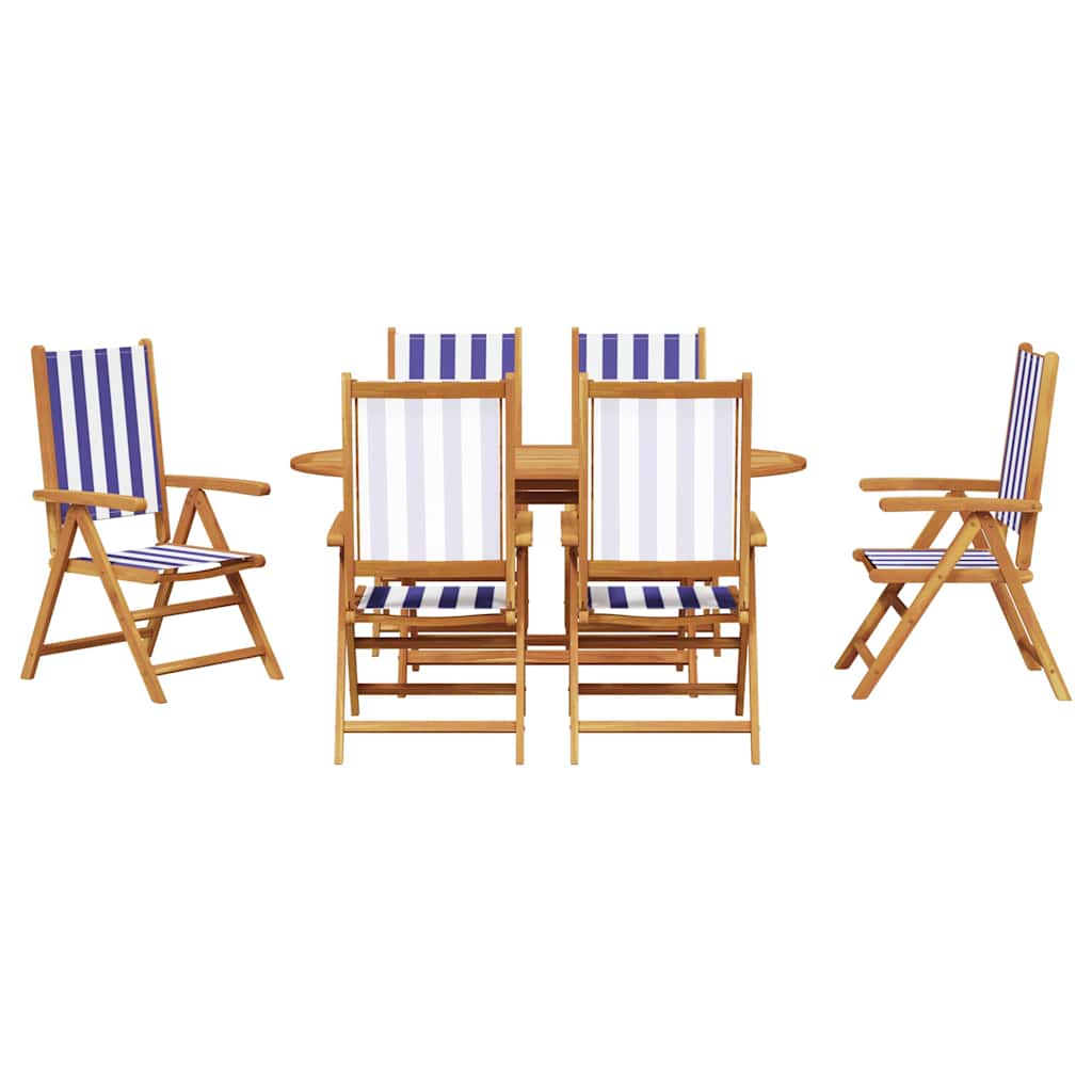 Garten Essgruppe 7 pcs Blau und weiß Akazie Massivholz