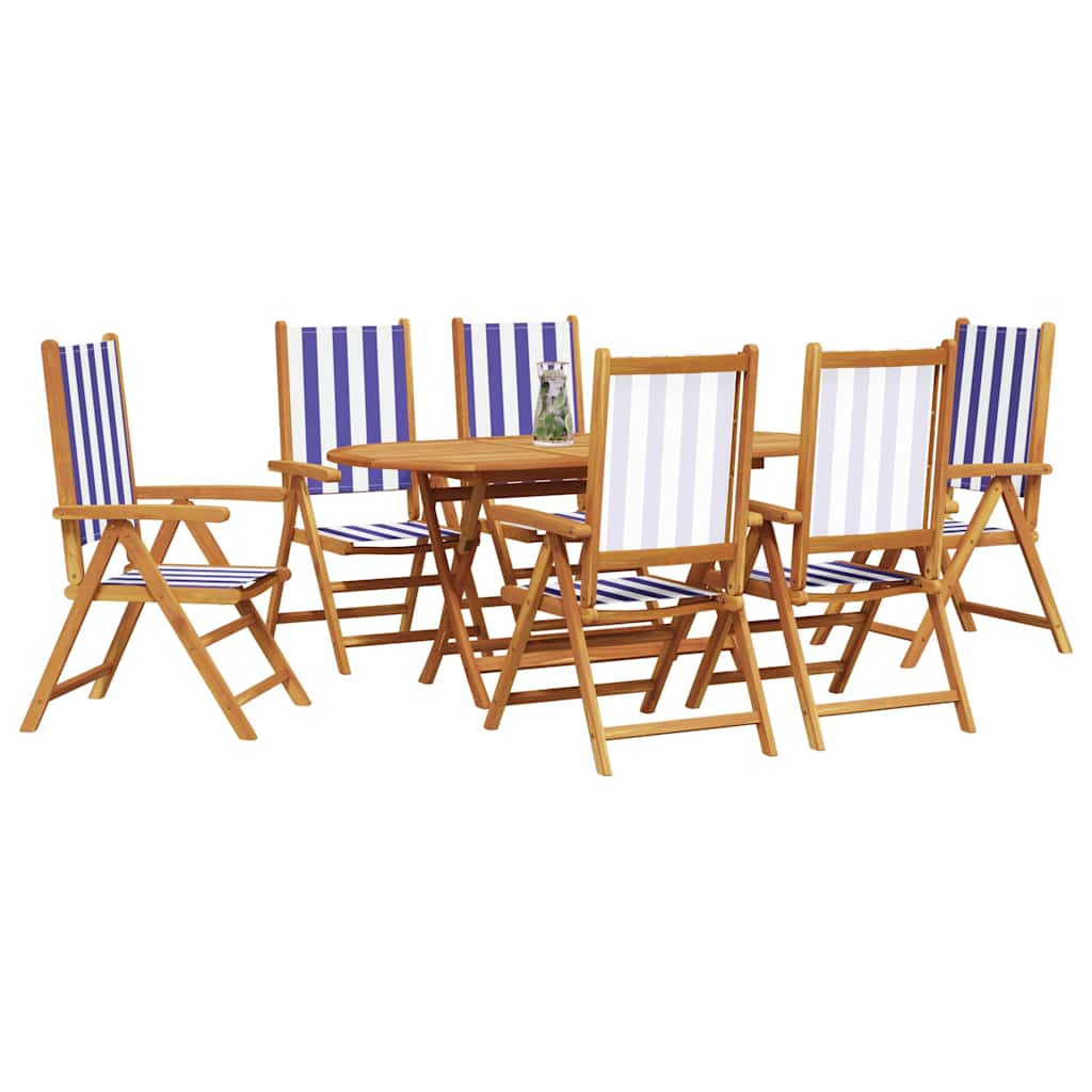 Garten Essgruppe 7 pcs Blau und weiß Akazie Massivholz