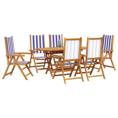 Garten Essgruppe 7 pcs Blau und weiß Akazie Massivholz