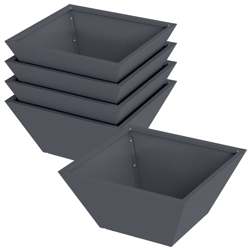Garten Schüssel Pflanzer 5 pcs Anthrazit 35 x 35 x 15 cm Stahl