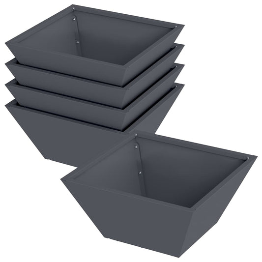 Garten Schüssel Pflanzer 5 pcs Anthrazit 35 x 35 x 15 cm Stahl